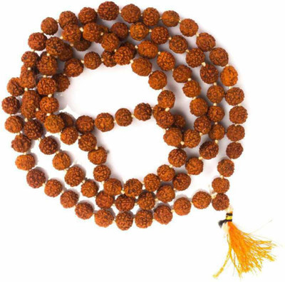 Janki Retails 5 Mukhi Nepal Rudraksha Mala with 108+1 Beads (8mm) - Original Wood Chain