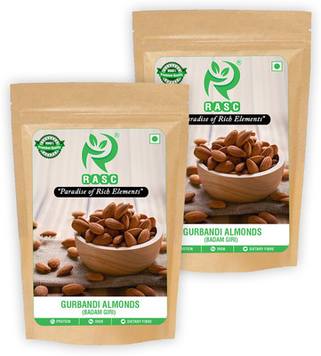 RASC Natural Premium Gurbandi Almonds I Gurbandi Badam I Value Pack Pouch of Dried Gurbandi Almonds I Gurbandi Badamgiri I Pack of 2 I Each Pack 200g Almonds(2 x 200 g)