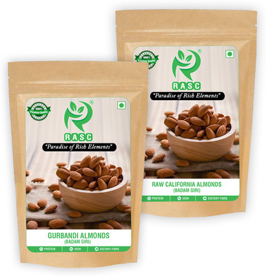 RASC Natural Premium Gurbandi and California Almonds I Gurbandi and California Badam I Value Pack Pouch of Dried Gurbandi and California Almonds I Gurbandi and California Badamgiri I Pack of 2 I Each Pack 500g Almonds(2 x 0.5 kg) RASC Natural Premium Gurbandi and California Almonds I Gurbandi and California Badam I Value Pack Pouch of Dried Gurbandi and California Almonds I Gurbandi and California Badamgiri I Pack of 2 I Each Pack 500g Almonds(2 x 0.5 kg)