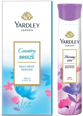 Yardley London 1 COUNTRY BREEZE DAILY WEAR PERFUME 100 ML . 1 MORNING DEW BODY SPRAY PERFUME 150 ML ,PACK OF 2 . Eau de Parfum  -  250 ml(For Men & Women)