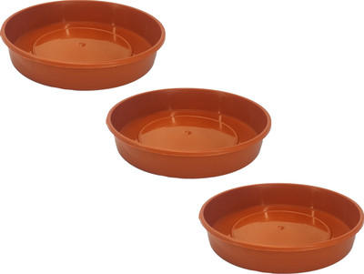 Grovalue Planter Bottom Plate/Pot Saucer/Drip Tray Base Plate 7 Inch for upto 9” Pots Plant Container Set(Pack of 3, Plastic)