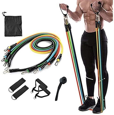 ActrovaX XI™-121-DC-11pc Gym Rope Set Resistance Tube(Multicolor)