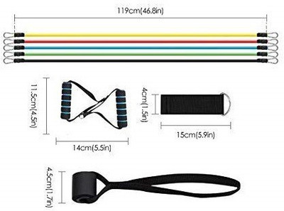 ActrovaX IIX™-129-FR-0.52 kg 11 pcs Gym Rope Set Home Gym Combo Home Gym Resistance Tube(Multicolor)