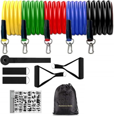 ActrovaX IVI®-181-AZ-11pcs set of exercise bands Resistance Tube(Multicolor)