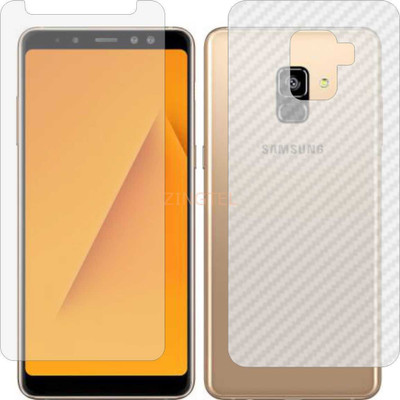 ZINGTEL Front and Back Screen Guard for SAMSUNG A8 PLUS 2018 (Front Matte Finish & Back 3d Carbon Fiber)(Pack of 2)