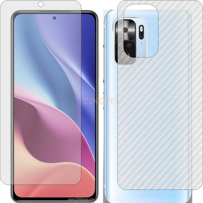 ZINGTEL Front and Back Screen Guard for REDMI K40 PRO (Front Matte Finish & Back 3d Carbon Fiber)(Pack of 2)
