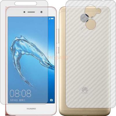 MOBART Front and Back Tempered Glass for HUAWEI Y7 PRIME (Front Matte Finish & Back 3d Carbon Fiber)(Pack of 2)