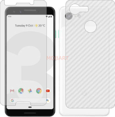 MOBART Front and Back Tempered Glass for GOOGLE PIXEL 3 (Front Matte Finish & Back 3d Carbon Fiber)(Pack of 2)