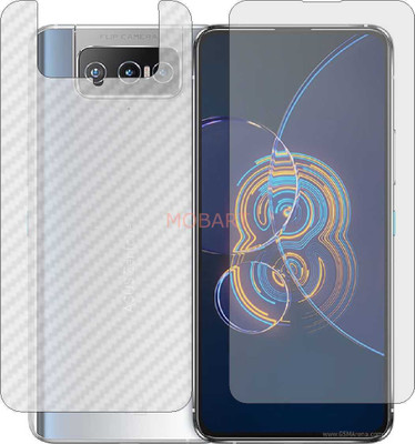 MOBART Front and Back Tempered Glass for ASUS ZENFONE 8 FLIP ZS672KS (Front Matte Finish & Back 3d Carbon Fiber)(Pack of 2)
