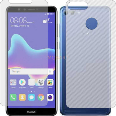 MOBART Front and Back Tempered Glass for HUAWEI Y9 2018 (Front Matte Finish & Back 3d Carbon Fiber)(Pack of 2)