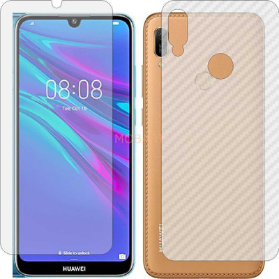MOBART Front and Back Tempered Glass for HONOR Y6 PRIME 2019 (Front Matte Finish & Back 3d Carbon Fiber)(Pack of 2)