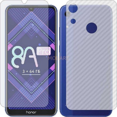 MOBART Front and Back Tempered Glass for HONOR 8A PRIME (Front Matte Finish & Back 3d Carbon Fiber)(Pack of 2)