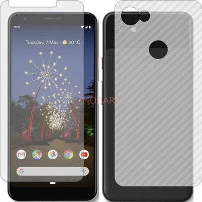 MOBART Front and Back Tempered Glass for GOOGLE PIXEL 3A XL (Front Matte Finish & Back 3d Carbon Fiber)(Pack of 2)