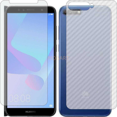 MOBART Front and Back Tempered Glass for HUAWEI HONOR Y6 2018 (Front Matte Finish & Back 3d Carbon Fiber)(Pack of 2)