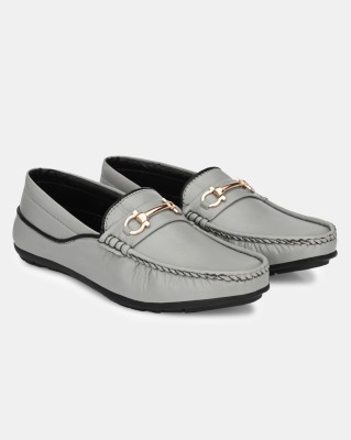 LEATHERKRAFT Loafers For Men(Grey, Black , 10)