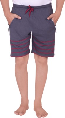 VEGO MAGNAM Striped Men Dark Grey Basic Shorts