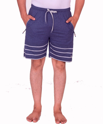 VEGO MAGNAM Striped Men Blue Basic Shorts