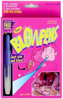 VARNA Blowpens 6 Pc Colour Spray Magic Blowpen Set with Sketch Pens at One End and Blow Pens at Other with 3 Paper Stensils Washable and Non-Toxic, Suitable for Students, Kids and Craft Lovers Pack of 1 Superfrine Nib Sketch Pens with Washable Ink Nib Sketch Pens  with Washable Ink(Set of 1, Multico