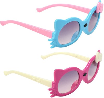 AMOUR Oval Sunglasses(For Girls, Grey)
