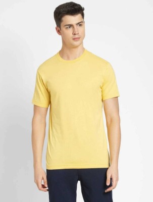 JOCKEY Solid Men Round Neck Yellow T-Shirt
