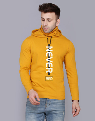 MINISTRY OF FRIENDS Printed Men Hooded Neck Yellow T-Shirt