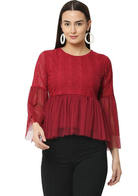 REESE Casual Self Design Women Red Top