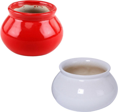 Luminescence Enterprises Ceramic Vase(3 inch, Red, White)