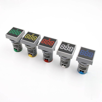 Gadariya King New 22MM AC 20-500V Voltmeter Square Panel LED Digital Voltage Meter Indicator Light Tester Red Blue Yellow Green White Voltmeter(Digital)