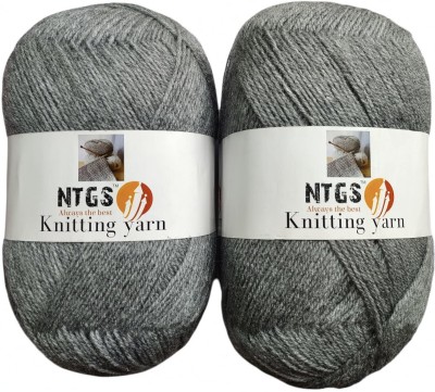 NTGS Vardhman BigBoss Wool Soft Fingering Hand Knitting Dyed Light Grey Shade Wool Crochet Hook Yarn (400 g) Shade no.35