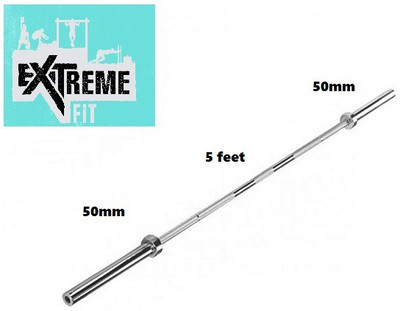 HACKERX 5 Feet Straight Olympic Barbell (50 mm ) Rod and Two Springs Collar Weight Lifting Bar