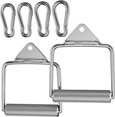 MTU ONLINE STORE D Handle Cable Attachment with 4 Safety Hooks Exercise Handles for Gym Homev Multi-training Bar(Silver)