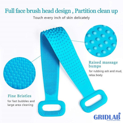 Gridlab Silicone Body Scrubber Belt, Double Side Shower Exfoliating Belt