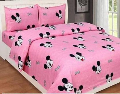 LOXICA 180 TC Cotton King Cartoon Flat Bedsheet(Pack of 1, Pink)