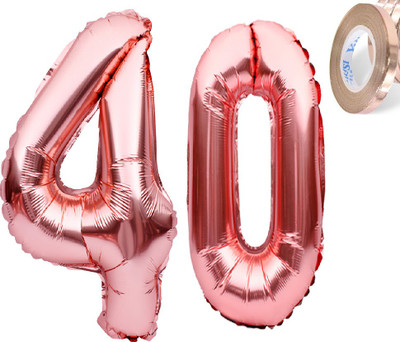 PARTY MIDLINKERZ Solid Birthday Numbers Solid RoseGold '40' number Balloon(Gold, Pack of 1)