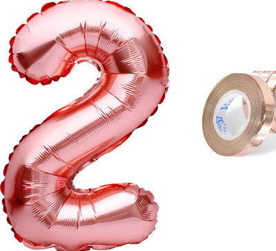 PARTY MIDLINKERZ Solid Birthday Numbers Solid RoseGold '2' number Balloon(Gold, Pack of 1)