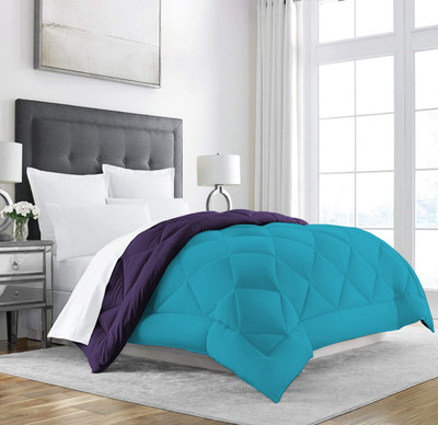 Linenovation Solid Single Comforter for  Heavy Winter(Polyester, Purple : Sky Blue)