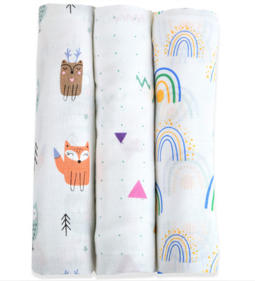 LazyToddler Printed Crib Swaddling Baby Blanket for  Mild Winter(Cotton, Multicolor)
