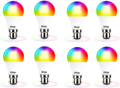 Dhija 9 W Basic Standard B22 LED Bulb(White, Blue, Purple, Pack of 8)