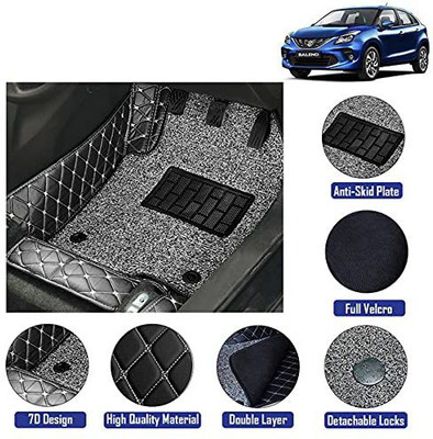 CYMA Leather 7D Mat For  Maruti Suzuki Baleno(Black, Beige)