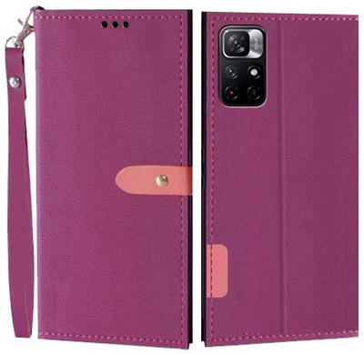 Krofty Flip Cover for Redmi Note 11T 5G, POCO M4 Pro 5G(Pink, Cases with Holder, Pack of: 1)