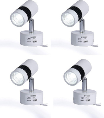 D'Mak 3 Watt White Adjustable 180° LED Cob spotting Wall Track Light (set of 04) Track Lights Ceiling Lamp(White)