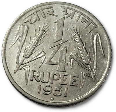 gscollectionshop Republic India 1/4 Rupee 1951 Copper Nickel Coin High Grade UNC Medieval Coin Collection(1 Coins)