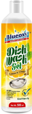 Blueoxy Dish Wash Gel with the Power of Lemon & Ginger| Pure Removes Grease | Organic Ingredients | Chemical Free | Cruelty-Free| No SLS | No Parabens- Pack of 1 Dish Cleaning Gel(Lemon, 0.5 L)