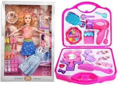 amisha gift gallery Combo of Doll Play Set with Beauty Set for Girls| Fashion Doll with Shoes & Fashion Accessories Kit Toy | Makeup Kit Toy for Girls and Kids(Multicolor)