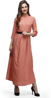 Shubhangini Fashion Women Maxi Orange Dress