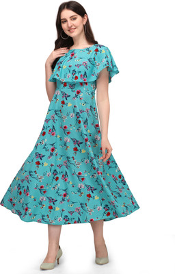 Winza Designer Women Printed Anarkali Kurta(Light Blue)