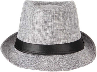 Kriti Sun protection Beach Round Fedora Hat for men Women Boys And Girls Pack Of 1(Silver, Pack of 1)