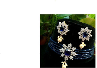 Dsara Creations Alloy Enamel Blue Jewellery Set(Pack of 1)