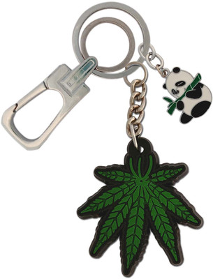 HANDSOME ISK Green Leaf Rubber Design High quality with Eating to Bamboo Panda New Fashion Creative Hanging lock Key Chain