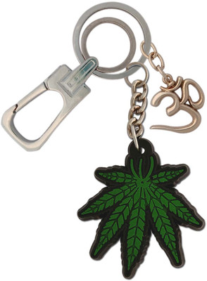 HANDSOME ISK Green Leaf Rubber Design High quality with Om New Fashion Creative Hanging lock Key Chain